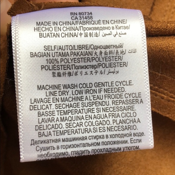 SOLD! BCBG NWT faux suede fringe hem jacket cognac - Picture 5 of 5